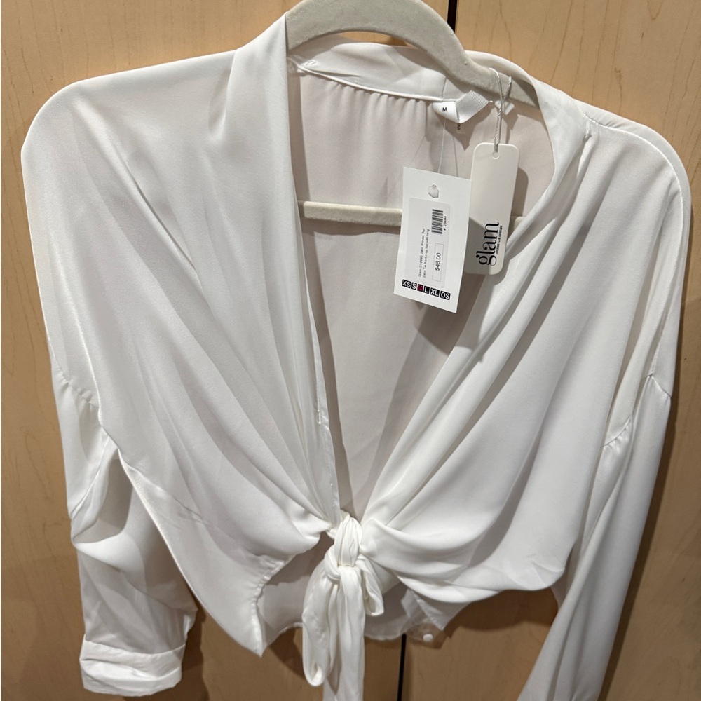 Glam Ivory Tie-Front Top